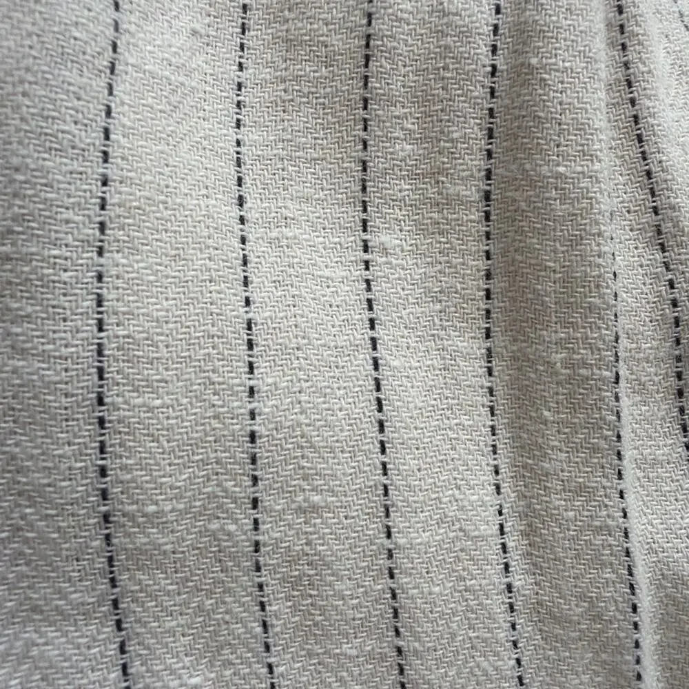Banana Republic Factory Linen-Blend Pants Women 6 Beige Striped Pleated Academia